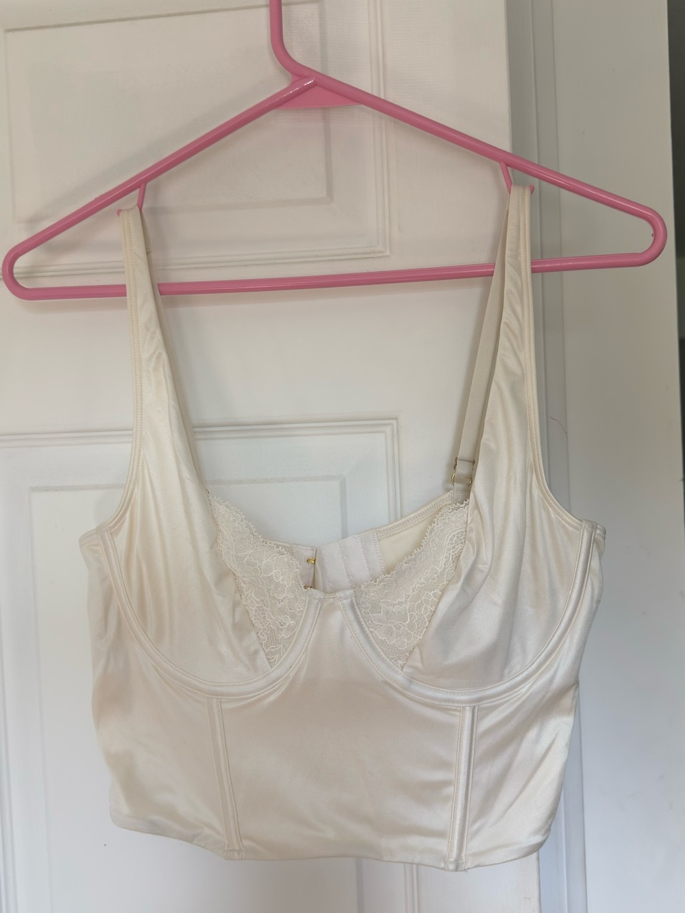 Abercrombie & Fitch Cream Satin Lace-Trim Camisole